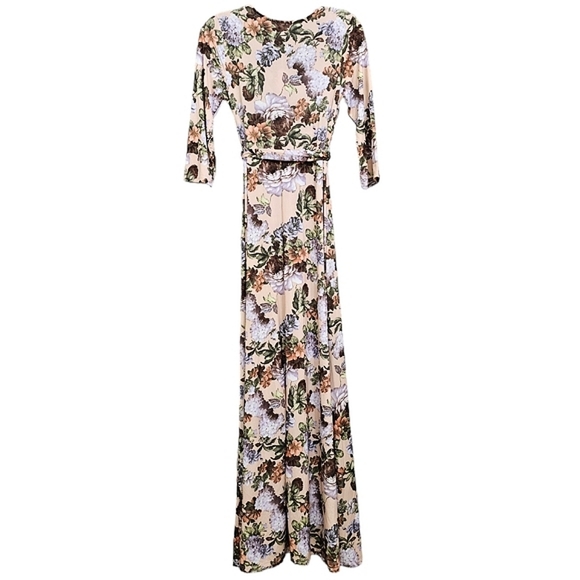 Nwt Pink Blush Blush Pink w/Peach,Lav/White Floral 3/4 Sleeve Jersey Maxidress - Picture 13 of 16